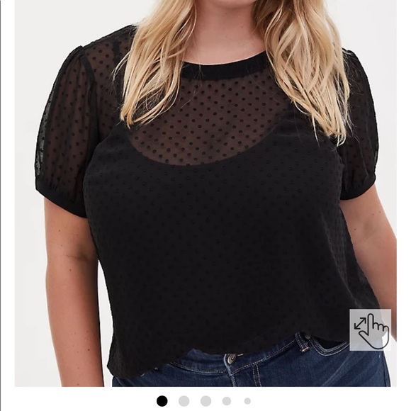 Torrid black chiffon crinkle polka dot blouse - Size 1 (xxl) - Picture 4 of 4